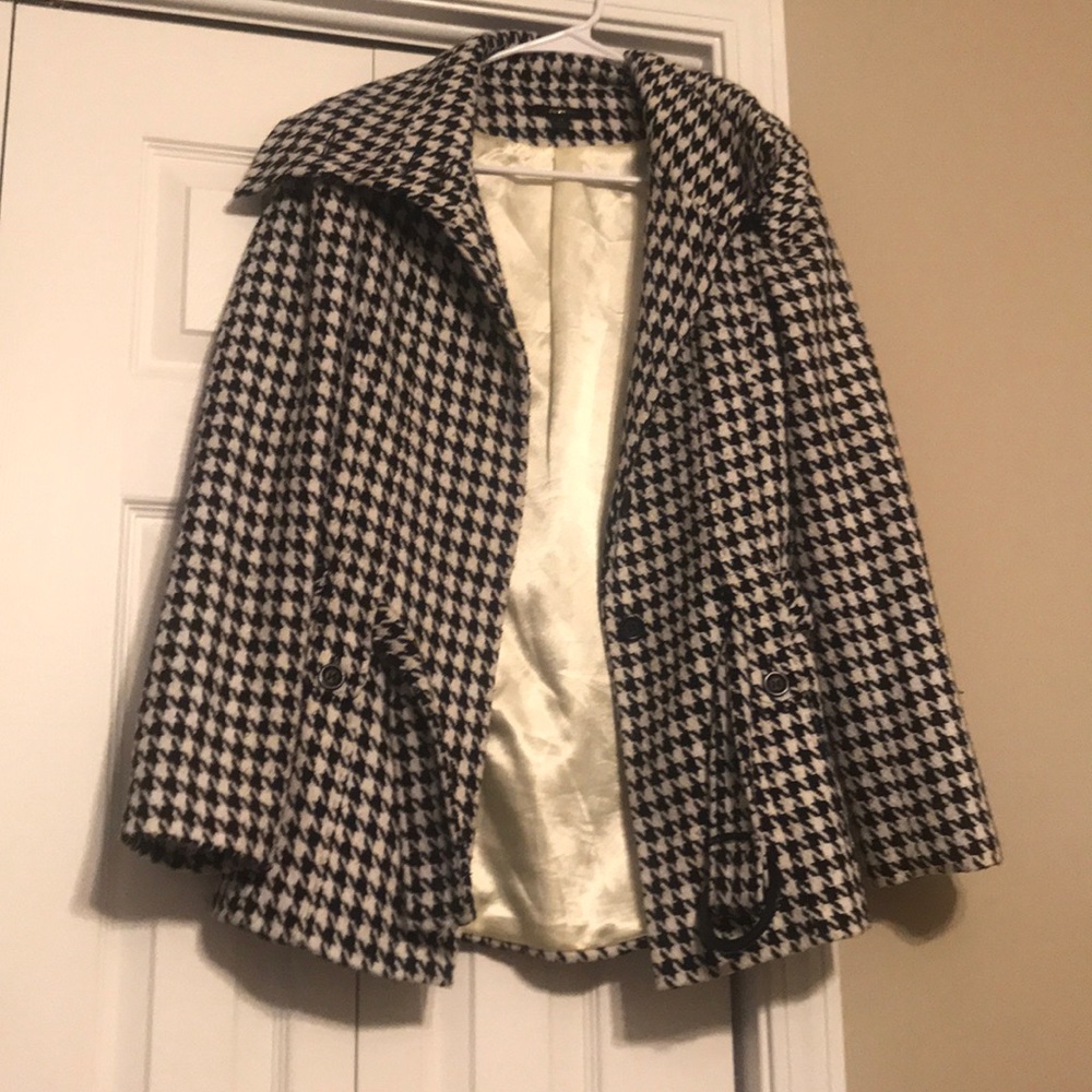 Houndstooth Pea Coat with belt